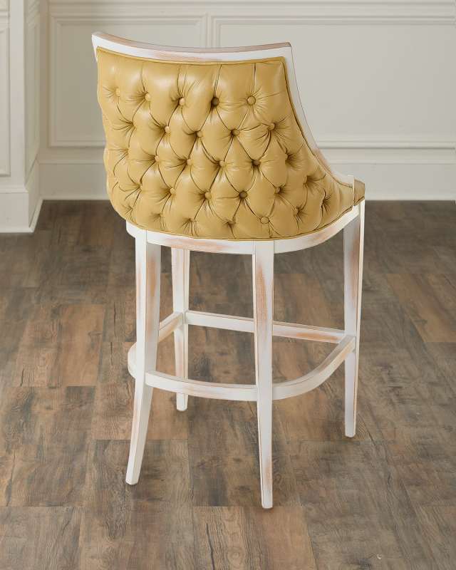 Kellie Tufted Leather 30" Bar Stool